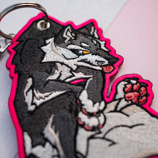 Wolf Embroidered Keychain