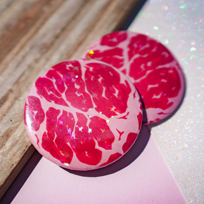 Meat Glitter Button Badge