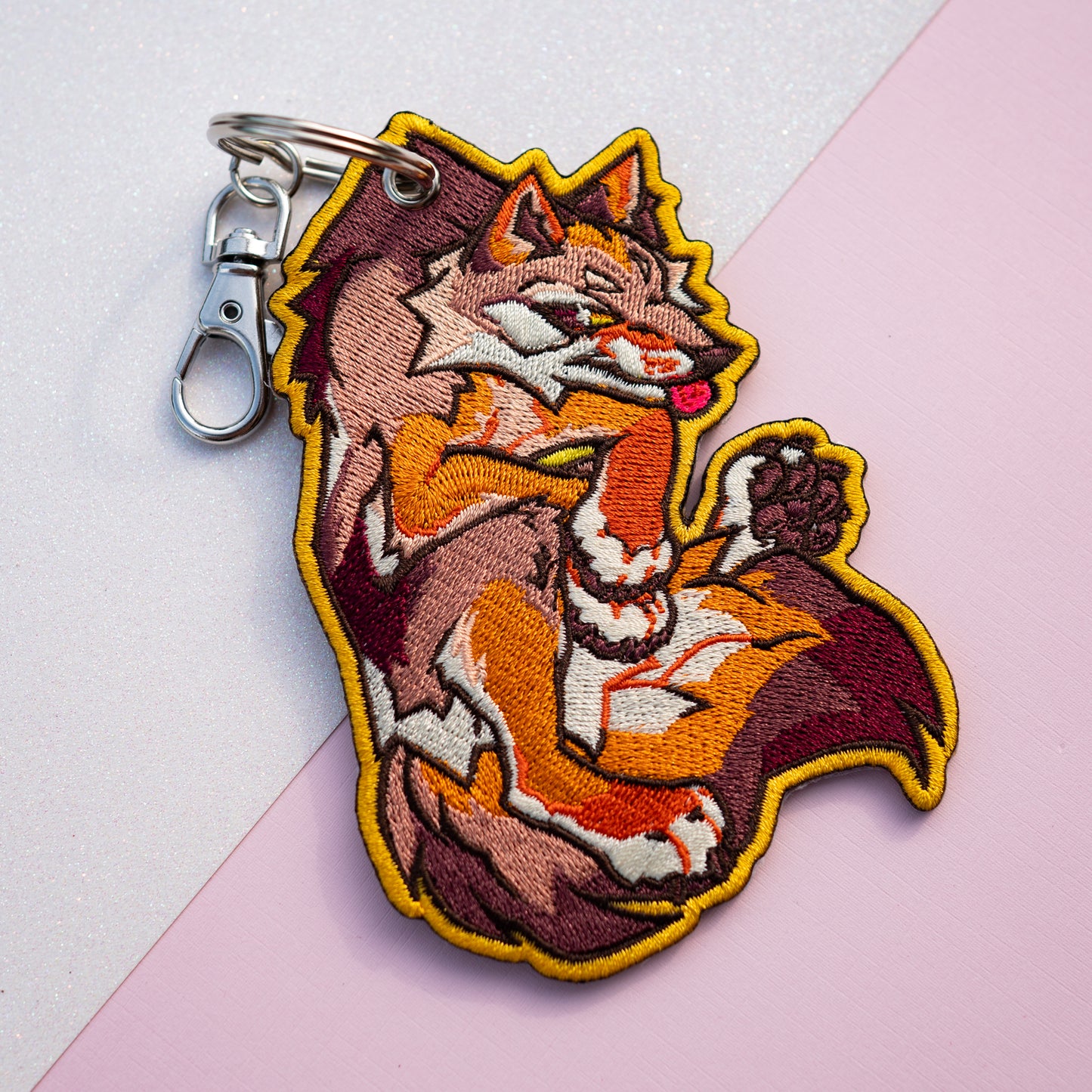 Coyote Embroidered Keychain