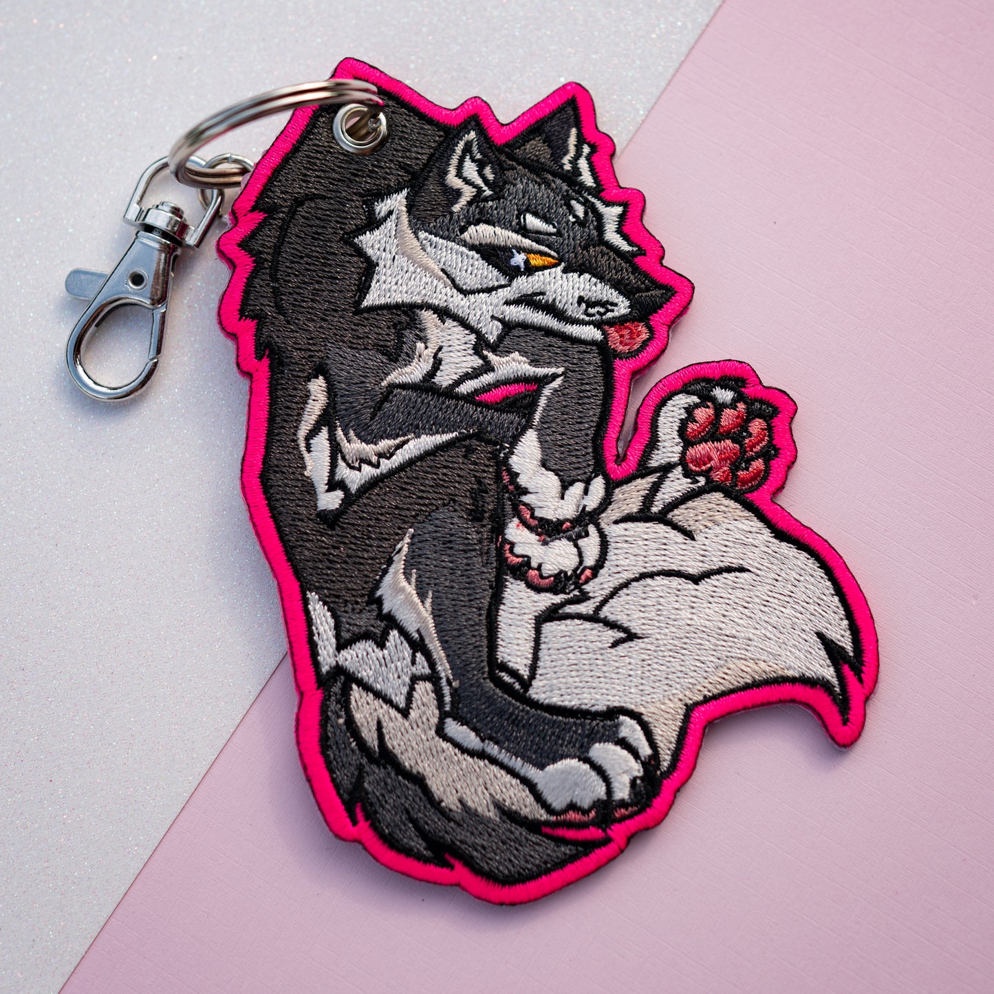 Wolf Embroidered Keychain