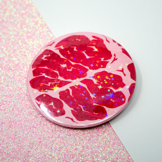 Meat Glitter Button Badge
